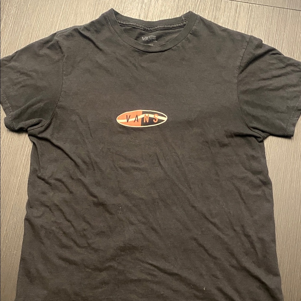 Vans Black Tee with Logo Design